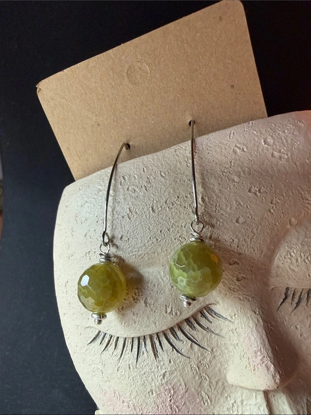 Delicate Green Agate Drop Earrings - Women Jewelry